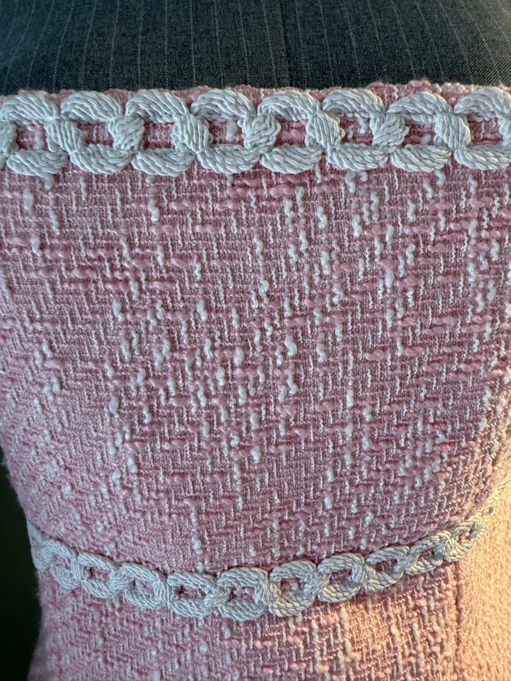Avec Les Filles Pink Tweed Mini Dress with White Crochet Straps - Picture 2 of 4